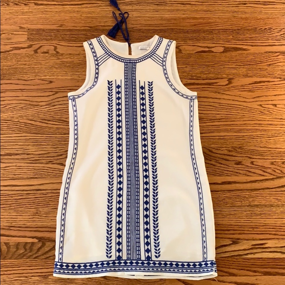 White and Blue English Factory Shift Dress: Size S
